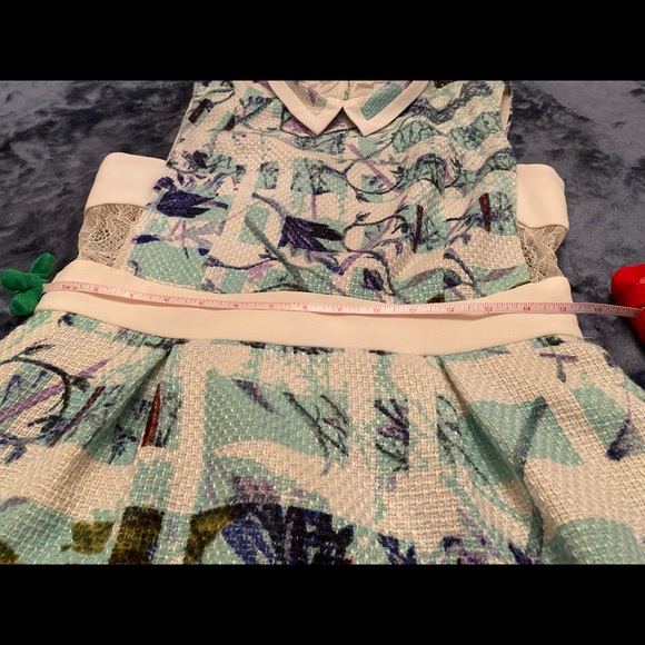 BCBGeneration Light Aqua Blue & Purple Tweed Collared Open Back Side Laced Dress - Picture 7 of 10